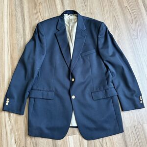 Grant Thomas Lord & Taylor 100% Pure Wool Black Two Gold Button Blazer Men's 44L